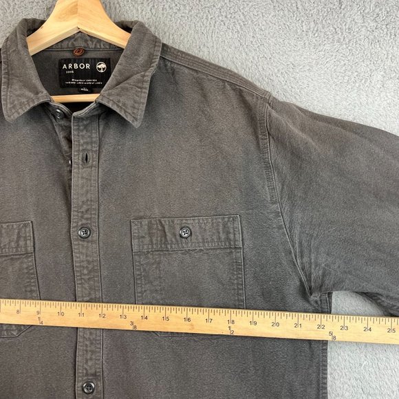 Arbor Shirt Mens XL Gray Button Up Twill Work Shacket Outdoor Workwear - Picture 5 of 9